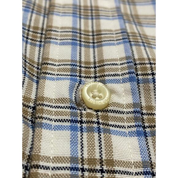 Daniel Cremieux Plaid Shirt Size 2XB Blue Beige White Button-Down Big & Tall - Picture 5 of 9